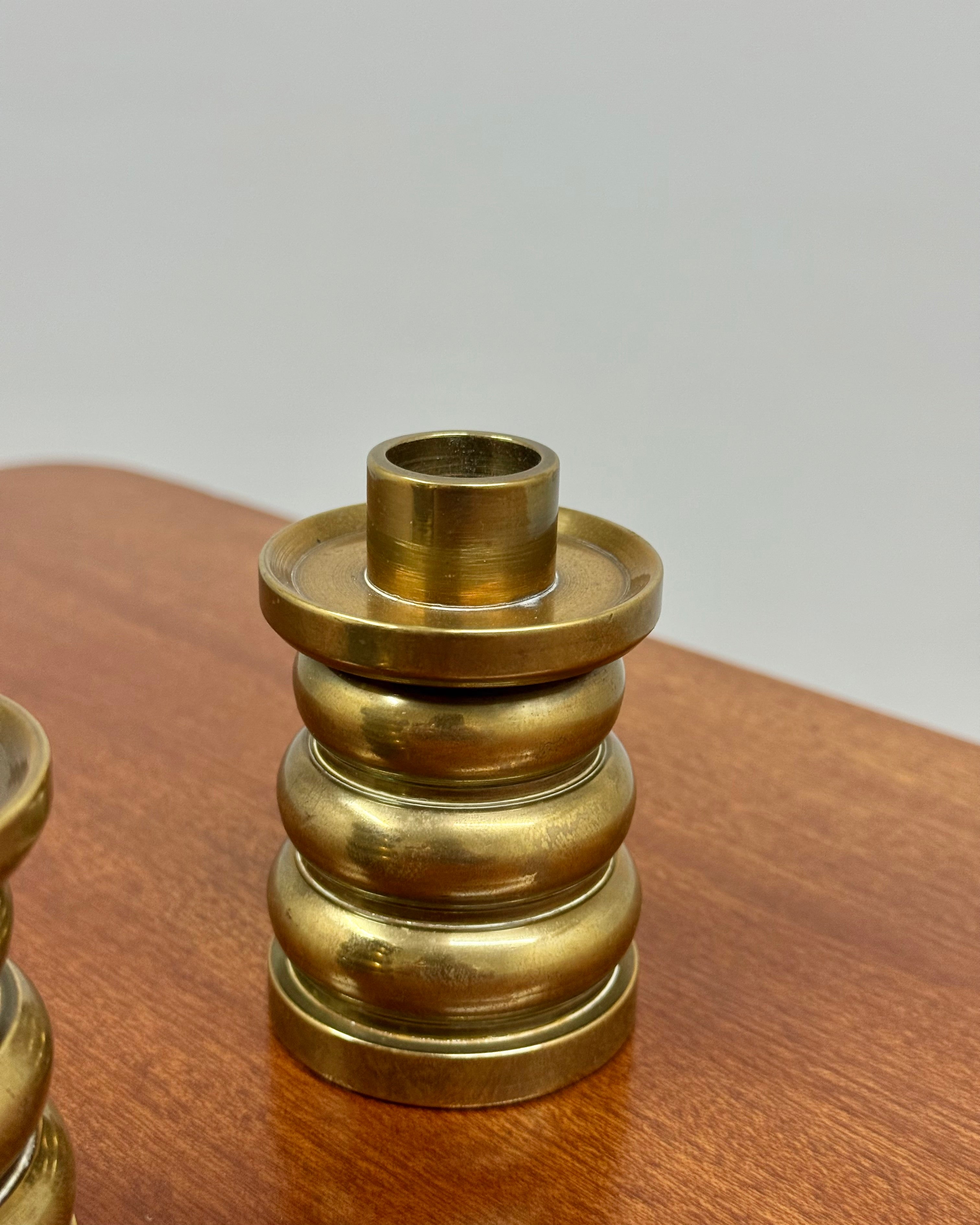 PAIR OF SOLID BRASS CANDLE HOLDERS