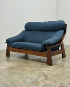 MID-CENTURY IMBUIA TWO SEATER SOFA