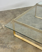 VINTAGE BRASS & GLASS COFFEE TABLE