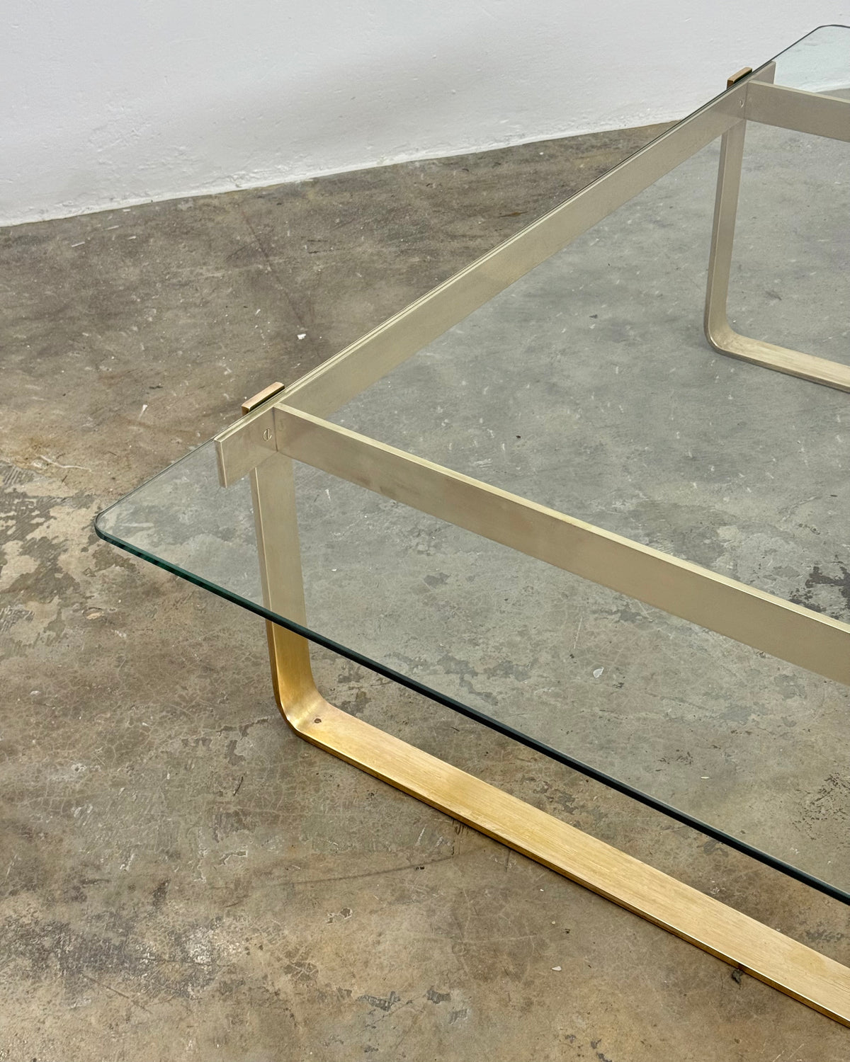 VINTAGE BRASS & GLASS COFFEE TABLE