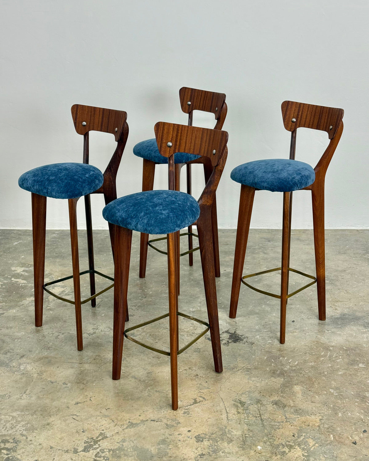 SET OF 4 X MID-CENTURY BAR STOOLS