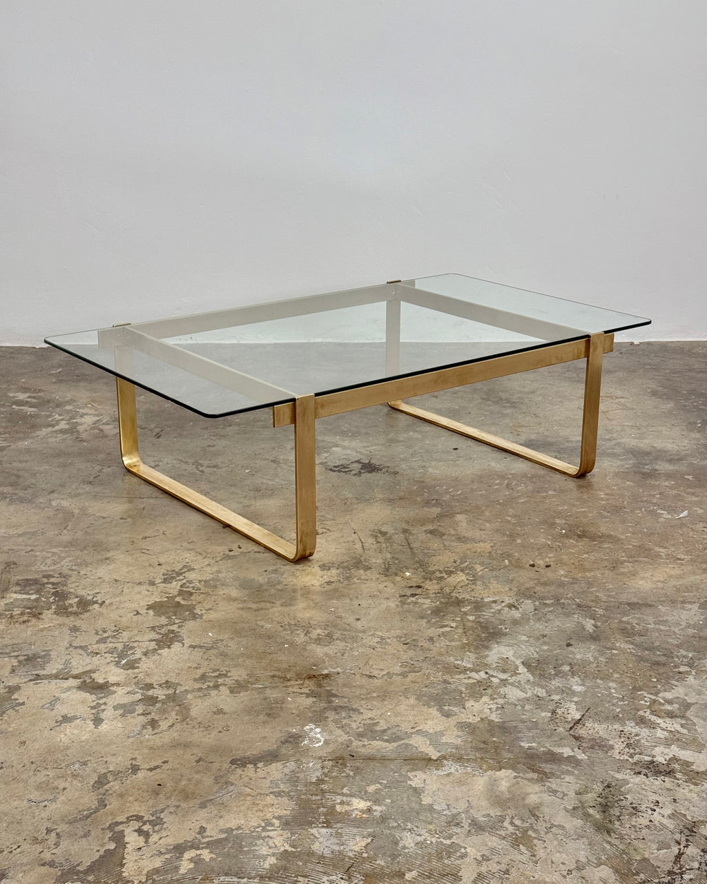 VINTAGE BRASS & GLASS COFFEE TABLE