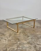 VINTAGE BRASS & GLASS COFFEE TABLE