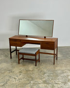 MID-CENTURY TEAK DRESSING TABLE & STOOL