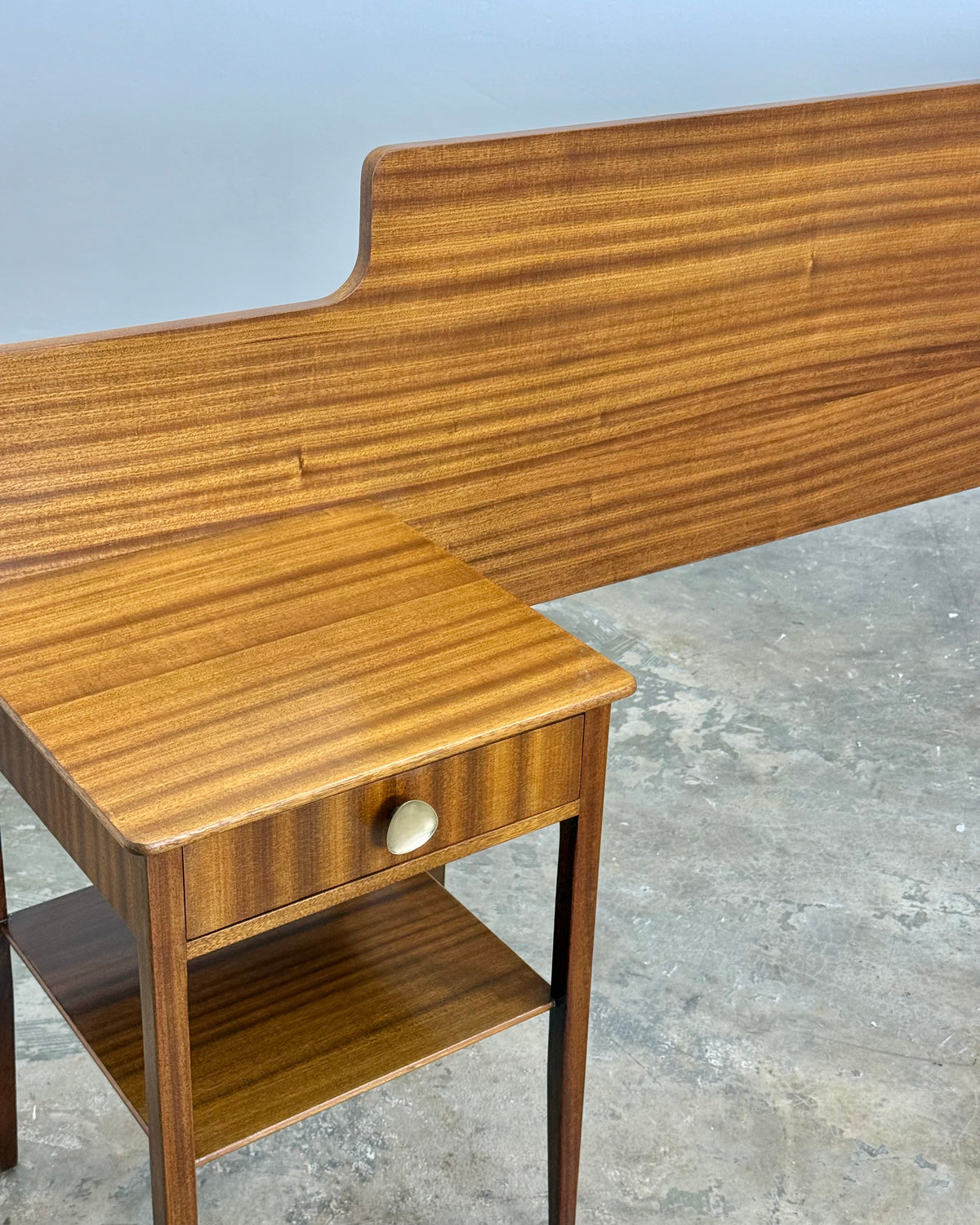 MID-CENTURY DOUBLE HEADBOARD & PEDESTALS