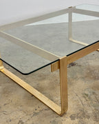 VINTAGE BRASS & GLASS COFFEE TABLE