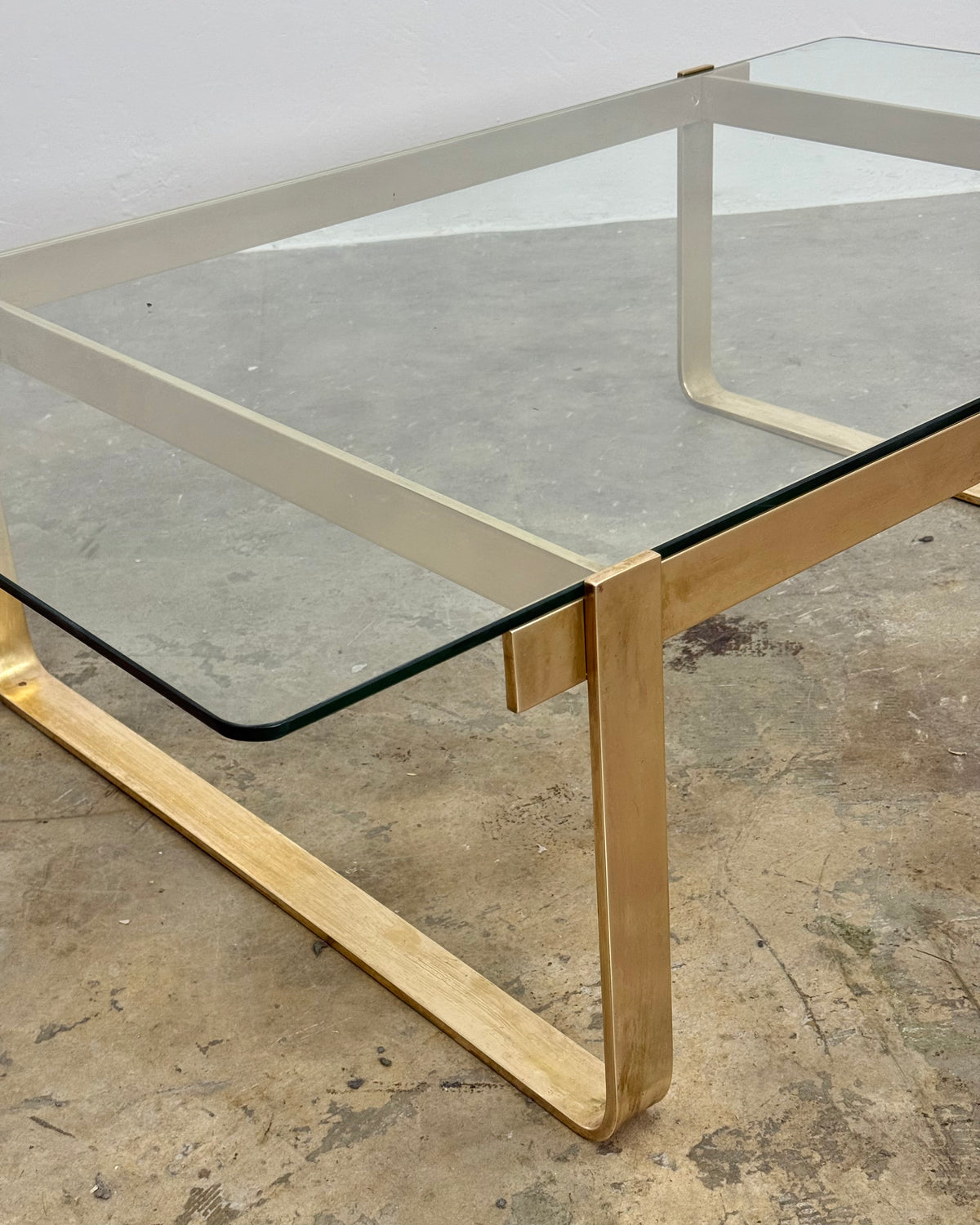 VINTAGE BRASS & GLASS COFFEE TABLE