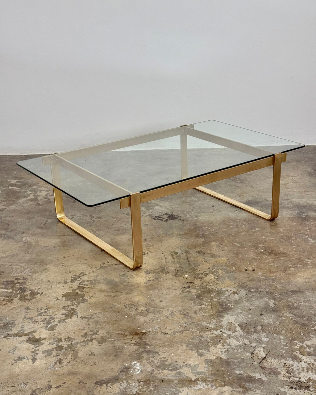 VINTAGE BRASS & GLASS COFFEE TABLE