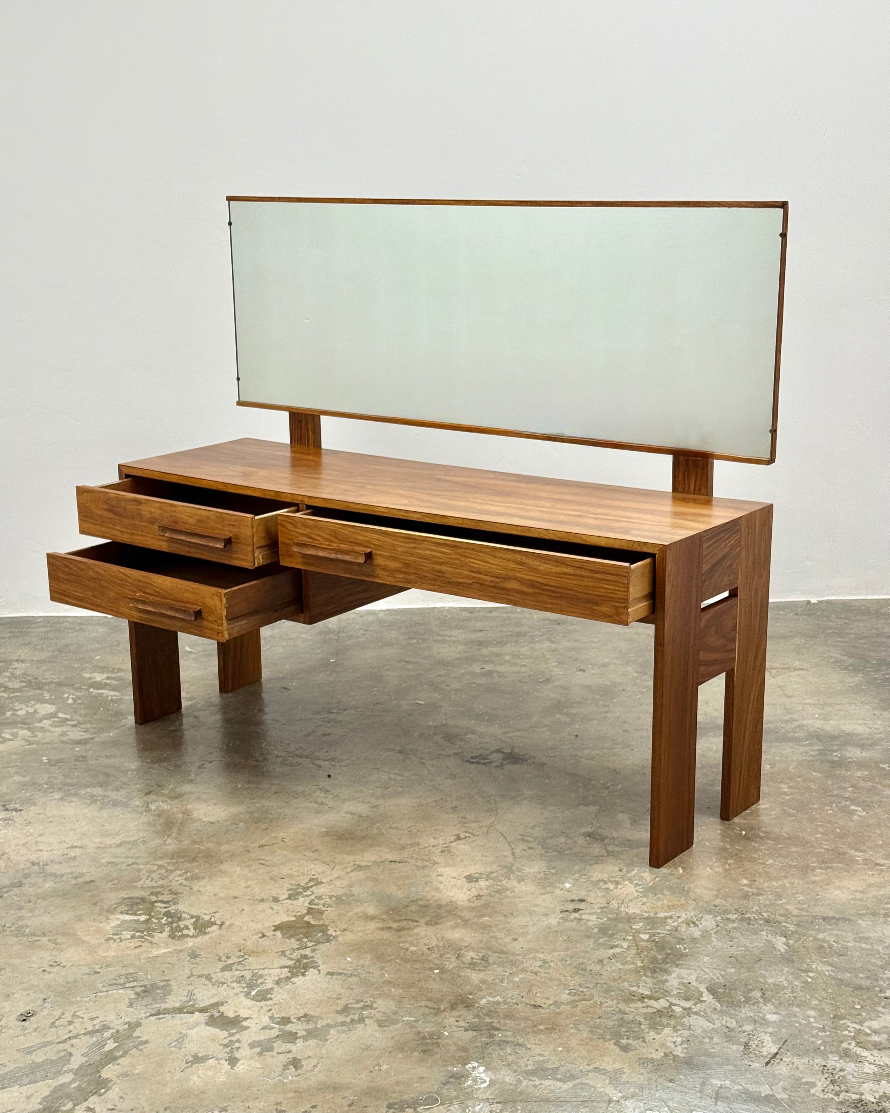MID-CENTURY DRESSING TABLE & STOOL IN KIAAT