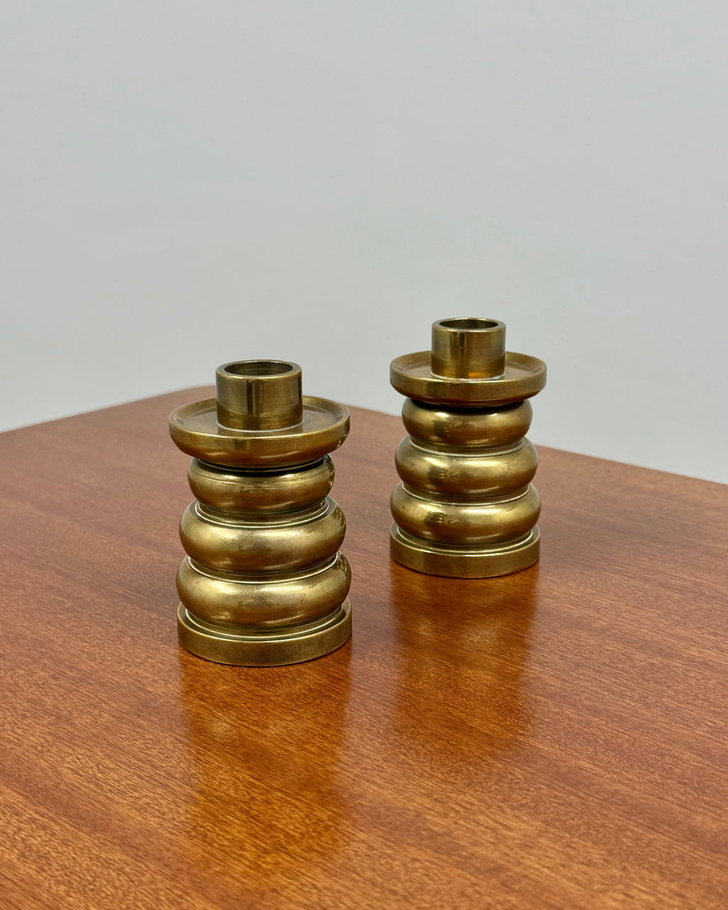 PAIR OF SOLID BRASS CANDLE HOLDERS