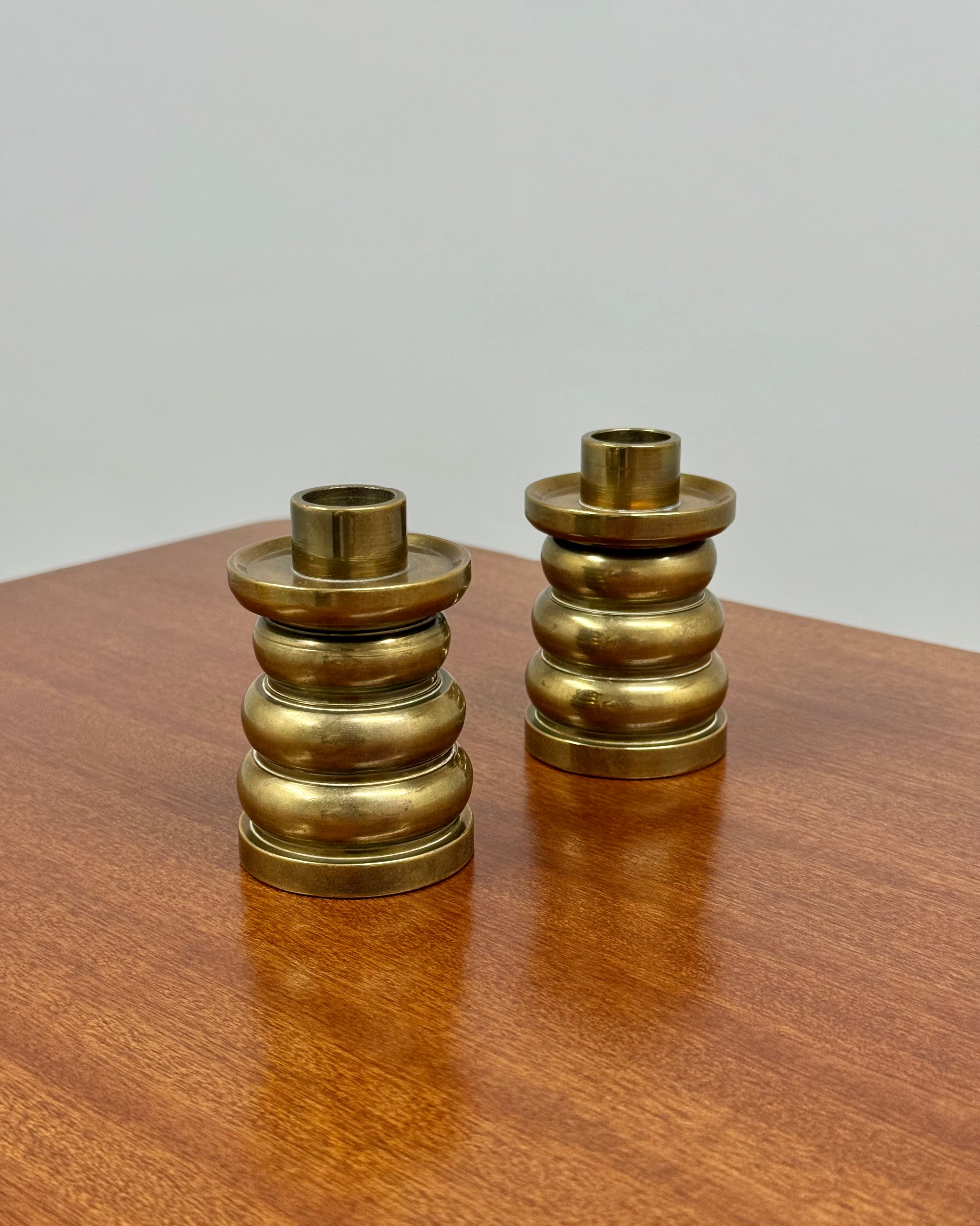 PAIR OF SOLID BRASS CANDLE HOLDERS