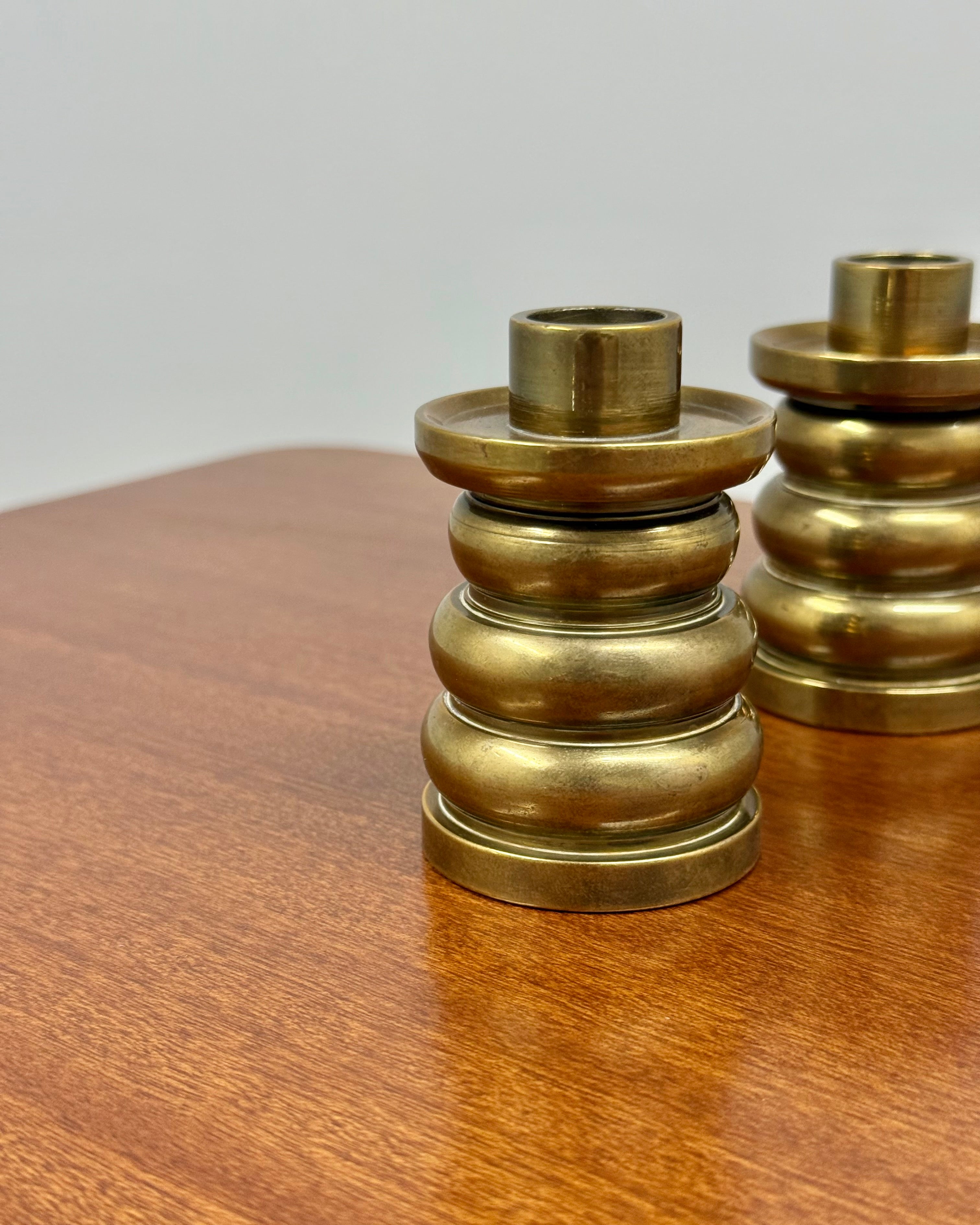 PAIR OF SOLID BRASS CANDLE HOLDERS