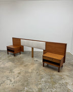 MID-CENTURY DOUBLE HEADBOARD + PEDESTALS