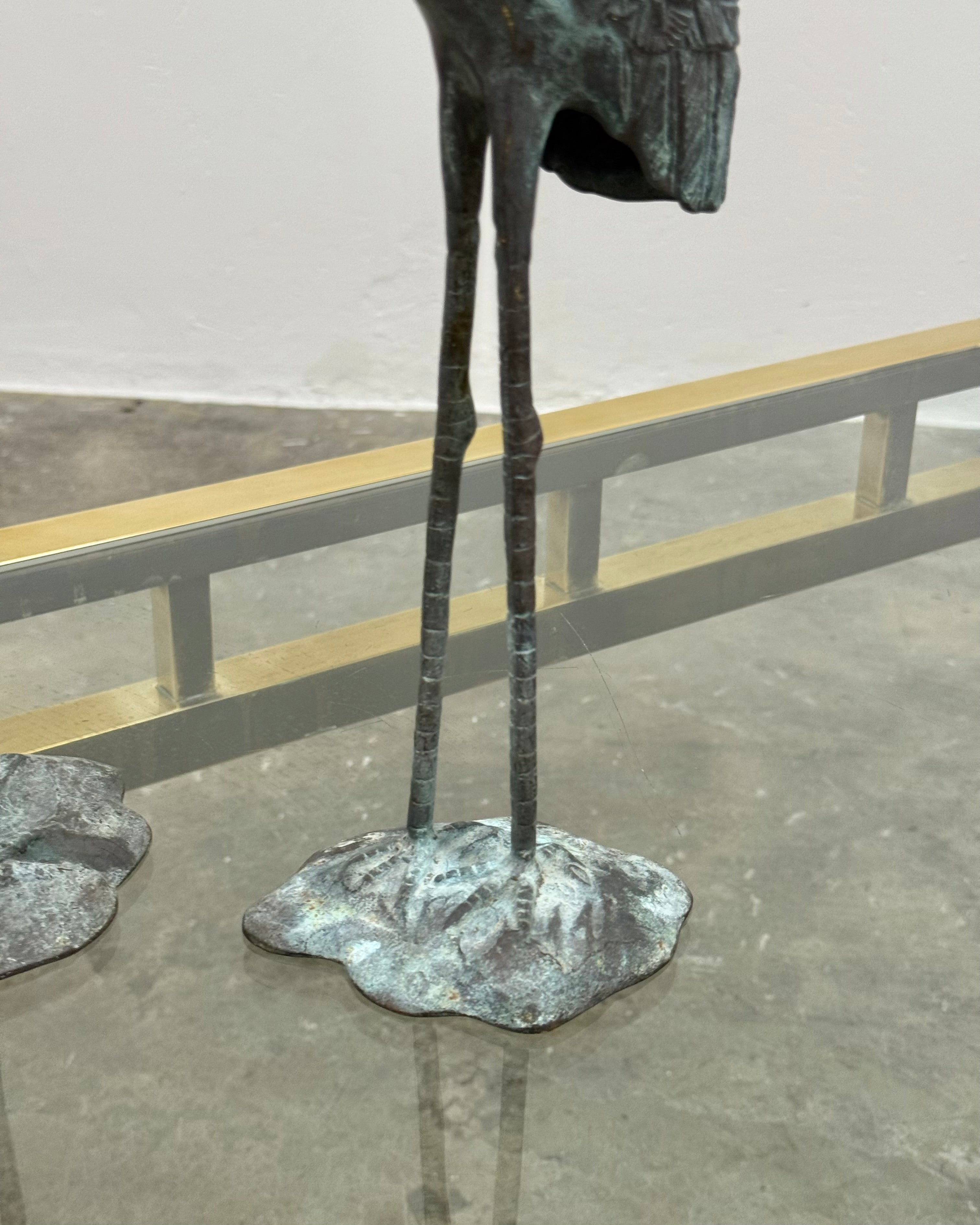 PAIR OF SOLID BRASS LOVE CRANES