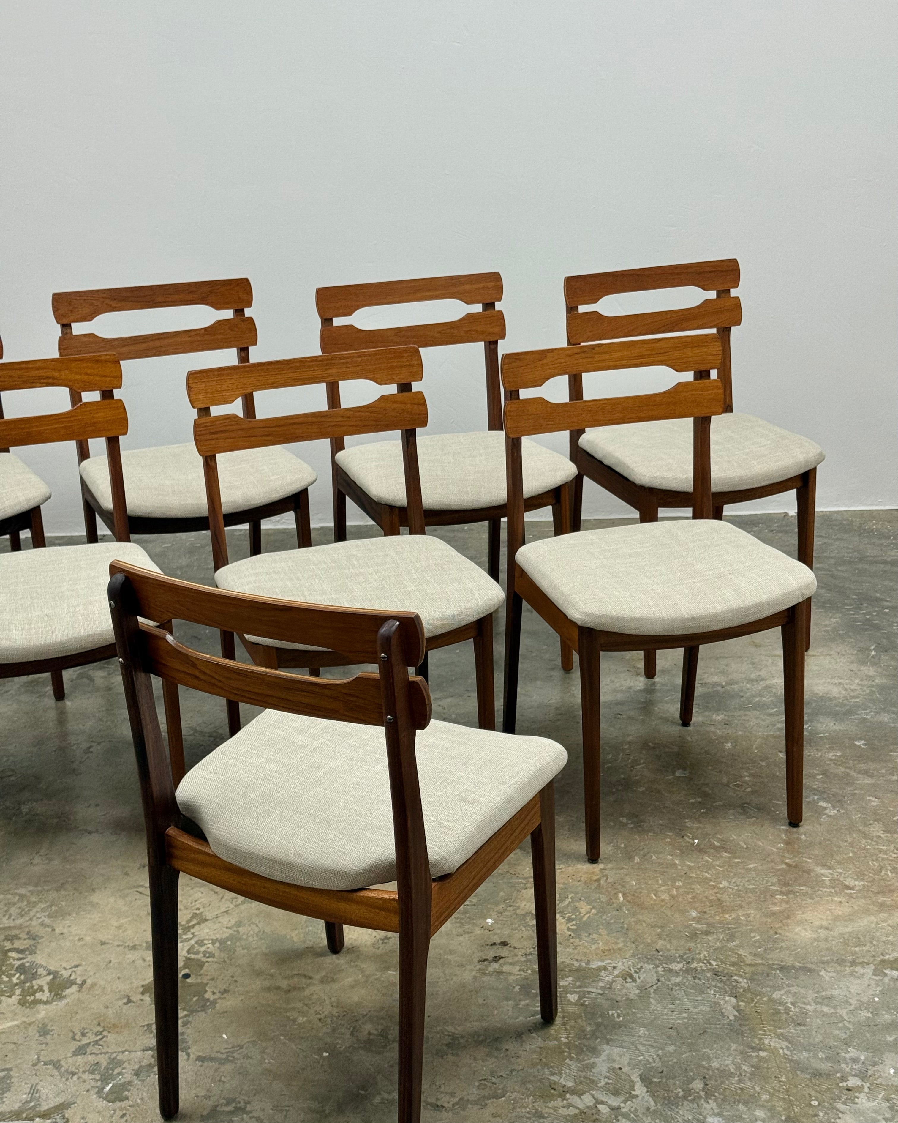 SET OF 8 MID-CENTURY DINING CHAIRS IN TEAK