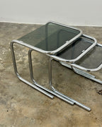 RETRO SET OF 3 CHROME NESTING TABLES