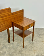 MID-CENTURY DOUBLE HEADBOARD & PEDESTALS