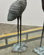 PAIR OF SOLID BRASS LOVE CRANES