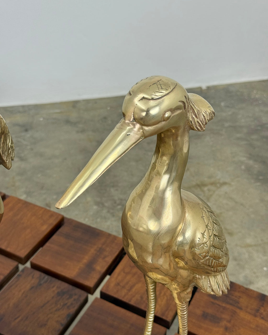 PAIR OF VINTAGE SOLID BRASS HERONS