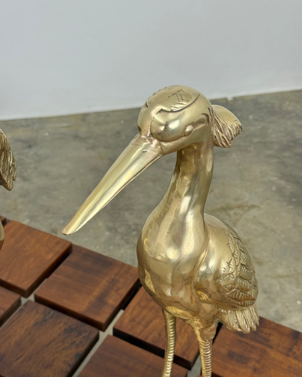 PAIR OF VINTAGE SOLID BRASS HERONS