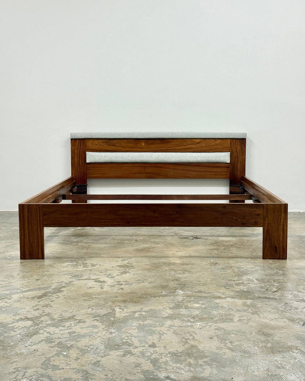 MID-CENTURY QUEEN HEADBOARD & BASE IN KIAAT