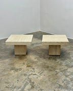 TRAVERTINE SIDE TABLE PAIR