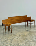 MID-CENTURY DOUBLE HEADBOARD & PEDESTALS