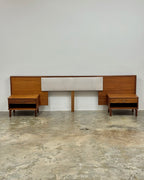 MID-CENTURY DOUBLE HEADBOARD + PEDESTALS