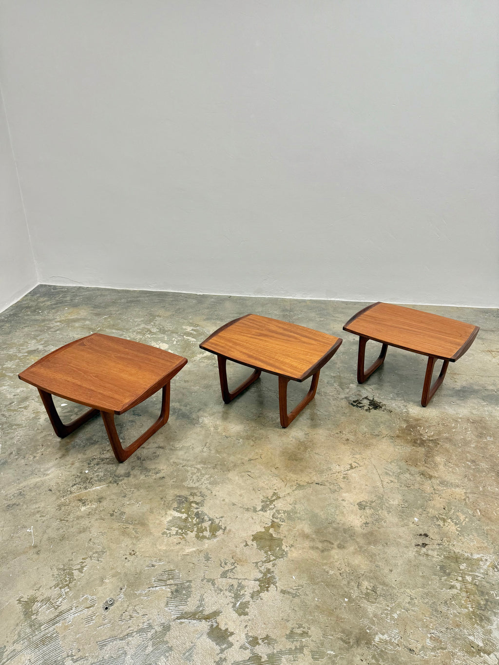 3 x DANISH TEAK SIDE TABLE SET