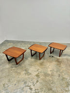 3 x DANISH TEAK SIDE TABLE SET