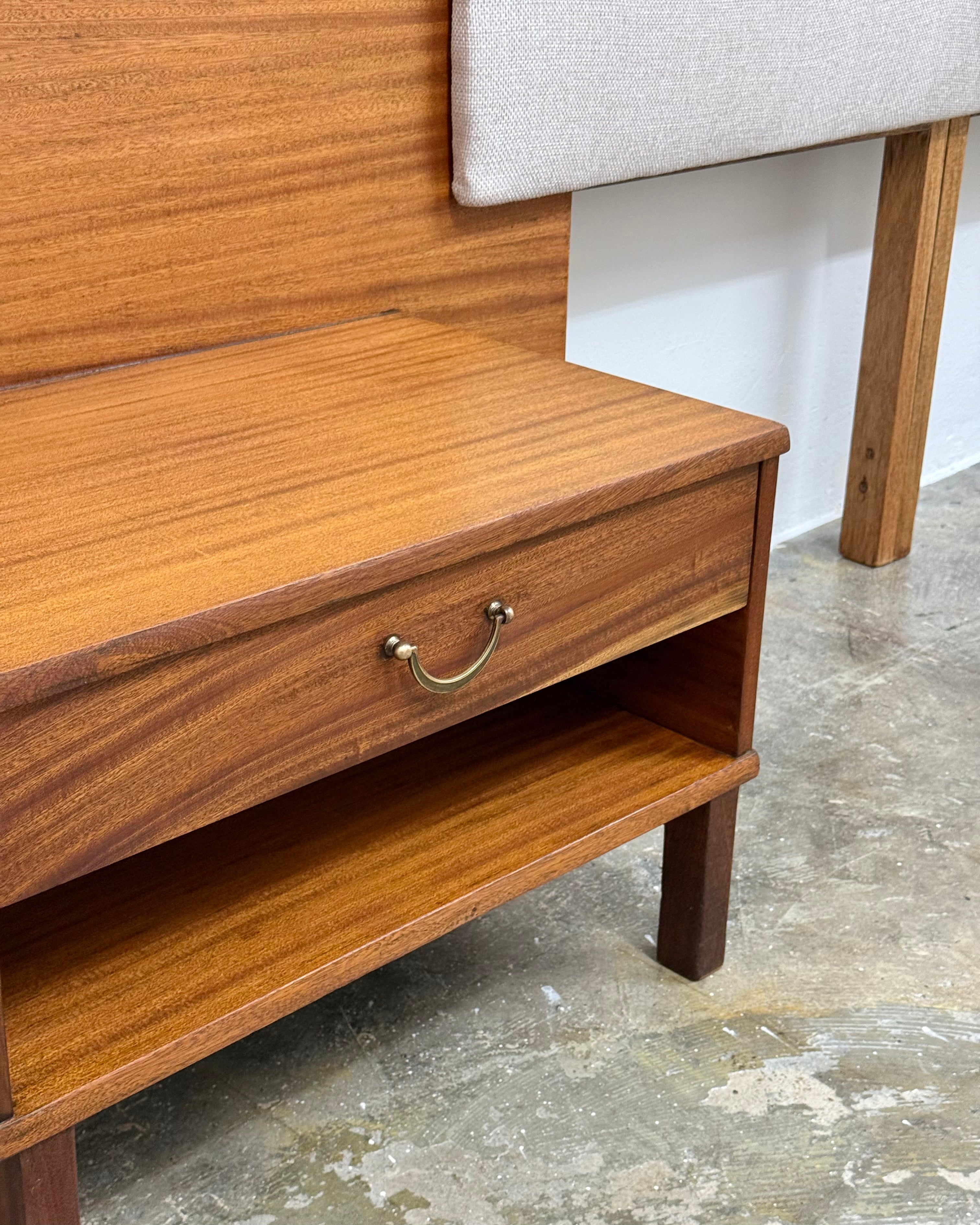 MID-CENTURY DOUBLE HEADBOARD + PEDESTALS