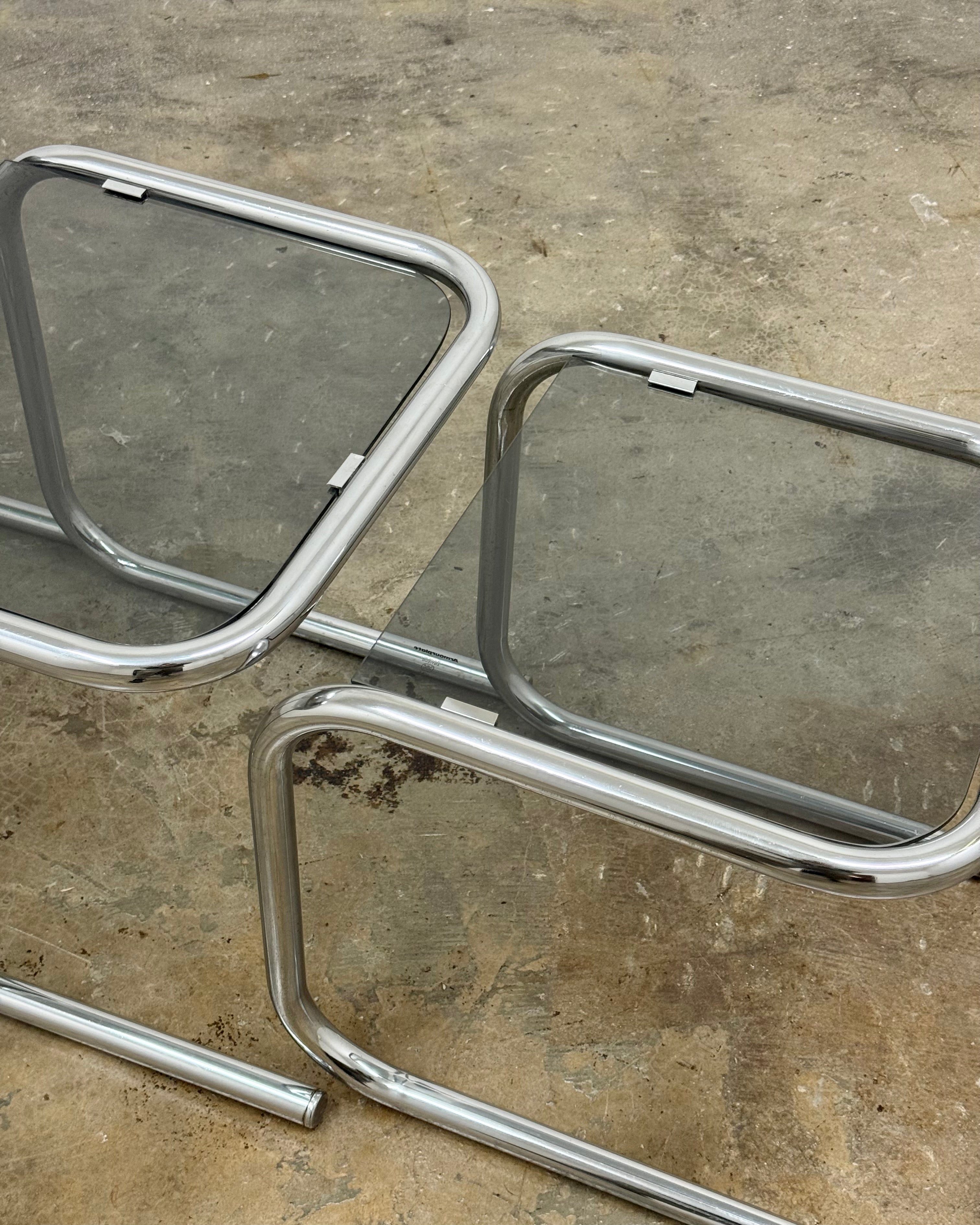 RETRO SET OF 3 CHROME NESTING TABLES