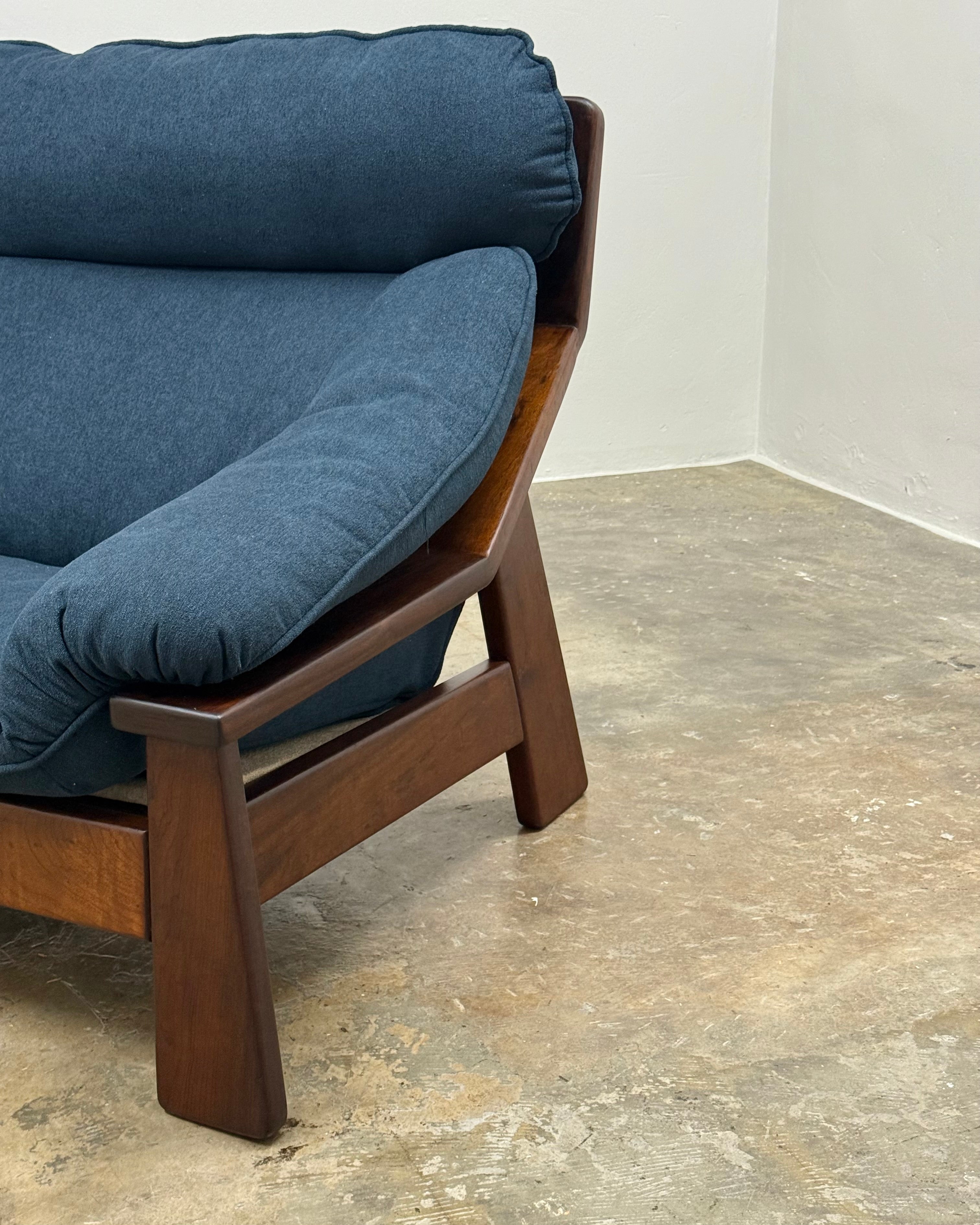 MID-CENTURY IMBUIA TWO SEATER SOFA
