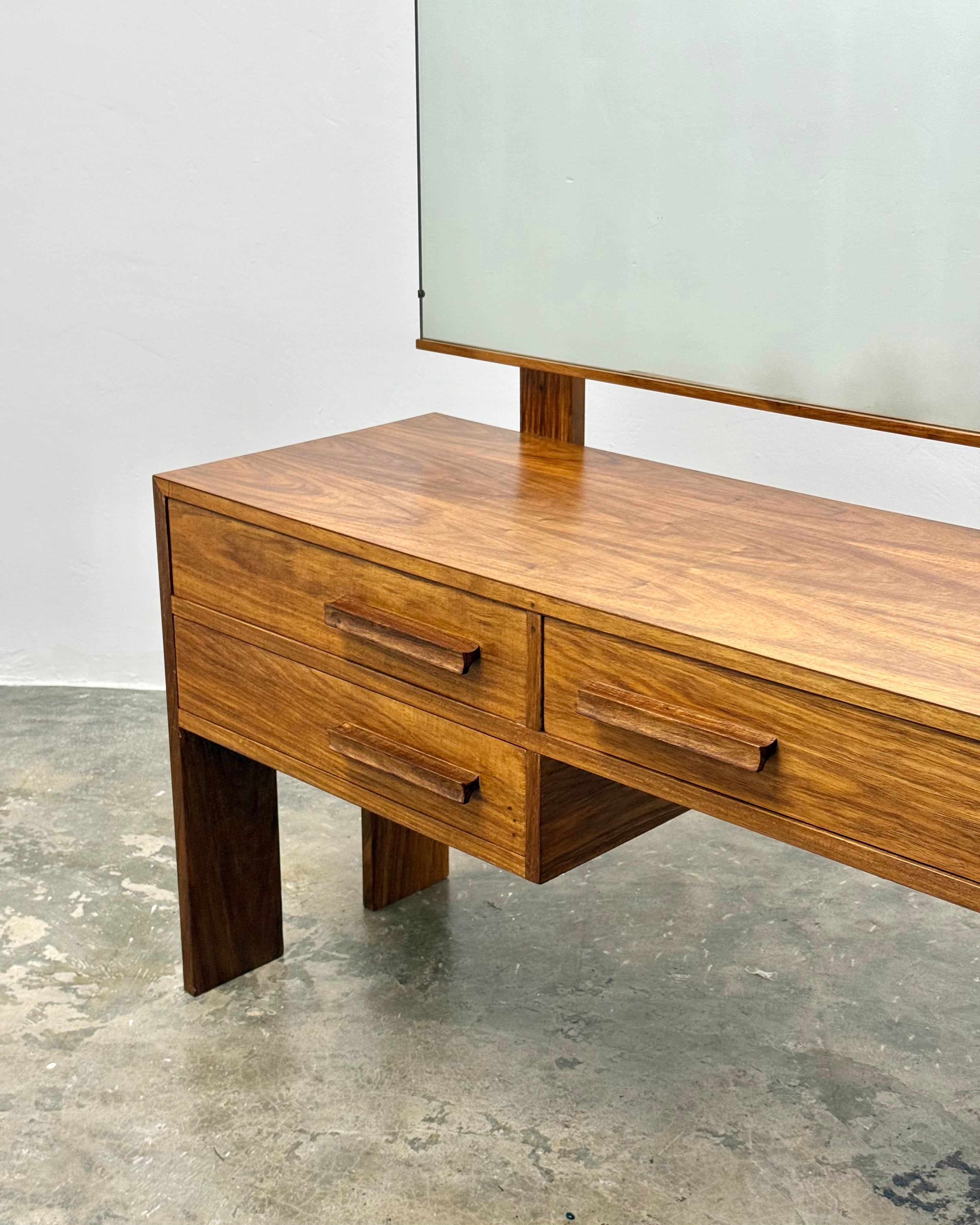 MID-CENTURY DRESSING TABLE & STOOL IN KIAAT