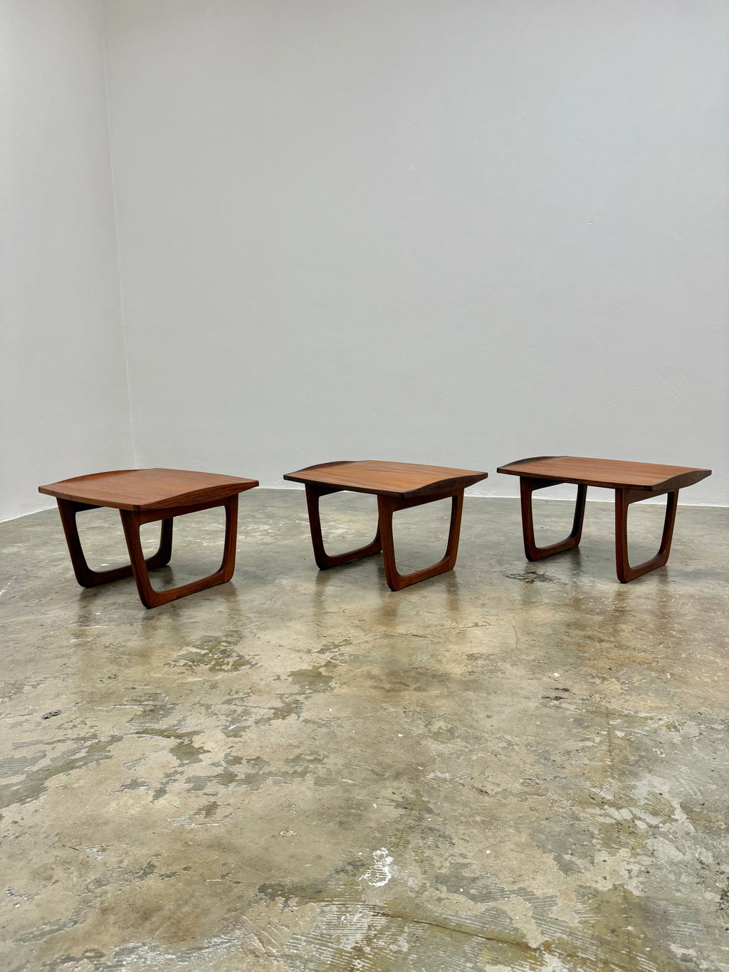 3 x DANISH TEAK SIDE TABLE SET