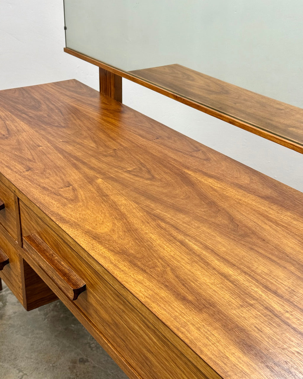 MID-CENTURY DRESSING TABLE & STOOL IN KIAAT