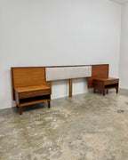 MID-CENTURY DOUBLE HEADBOARD + PEDESTALS