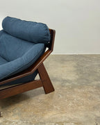 MID-CENTURY IMBUIA TWO SEATER SOFA