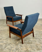 MID-CENTURY ARMCHAIR PAIR - SAPELE MAHOGANY