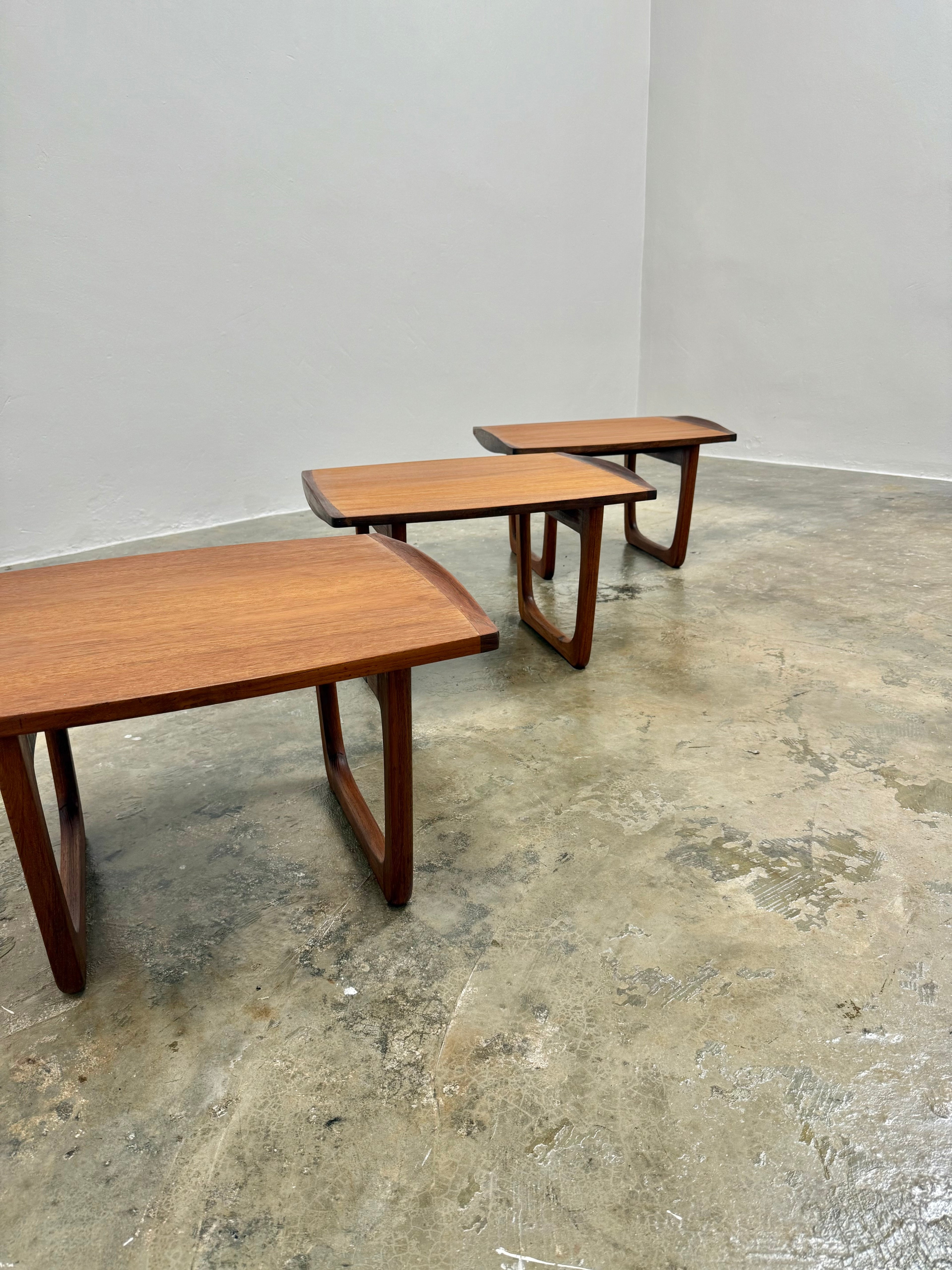 3 x DANISH TEAK SIDE TABLE SET