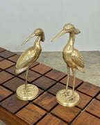 PAIR OF VINTAGE SOLID BRASS HERONS
