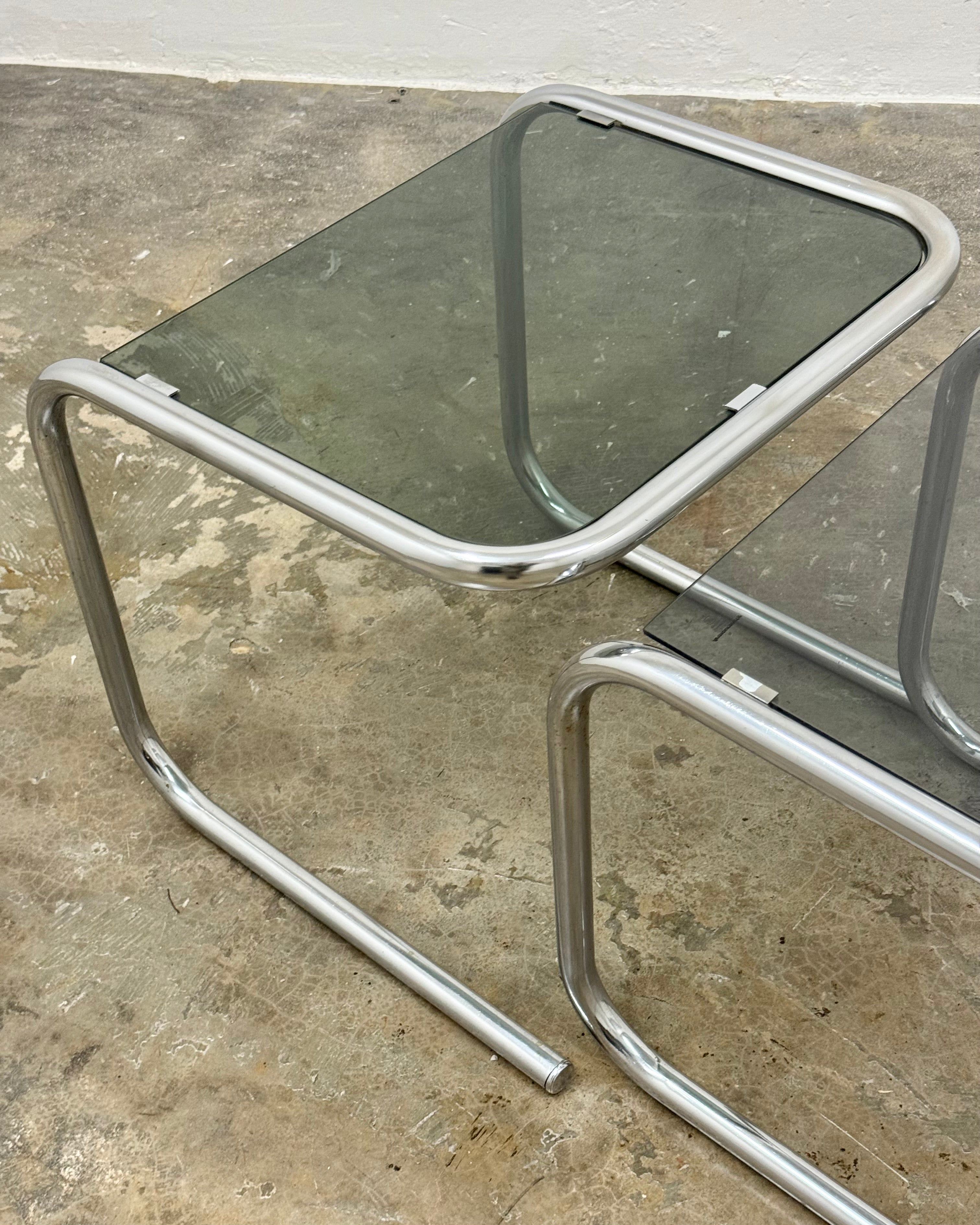 RETRO SET OF 3 CHROME NESTING TABLES