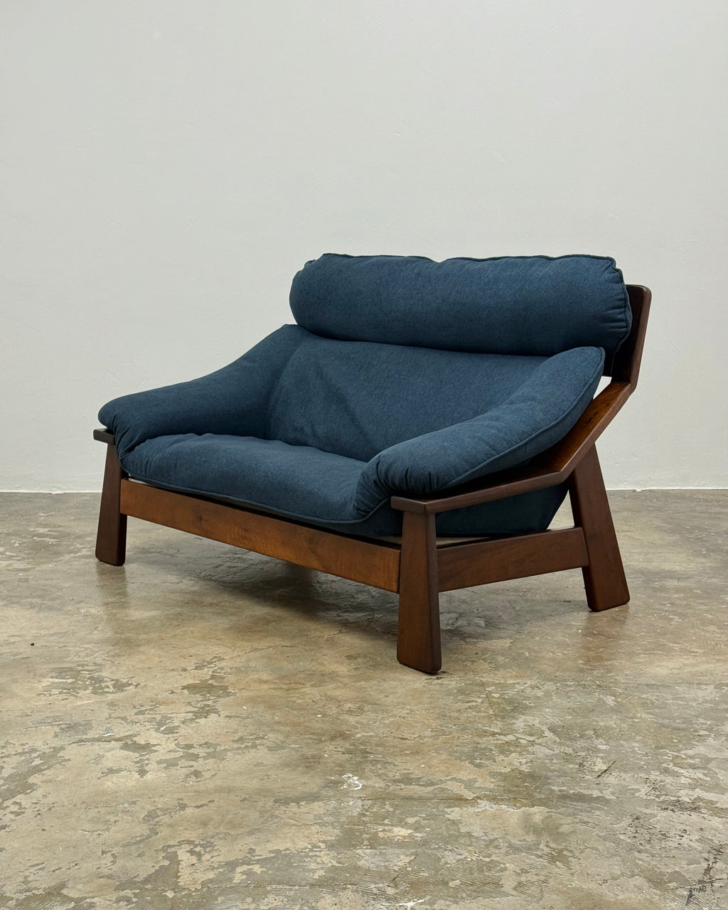 MID-CENTURY IMBUIA TWO SEATER SOFA