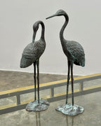 PAIR OF SOLID BRASS LOVE CRANES