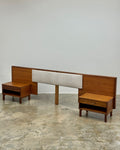 MID-CENTURY DOUBLE HEADBOARD + PEDESTALS