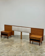 MID-CENTURY DOUBLE HEADBOARD + PEDESTALS