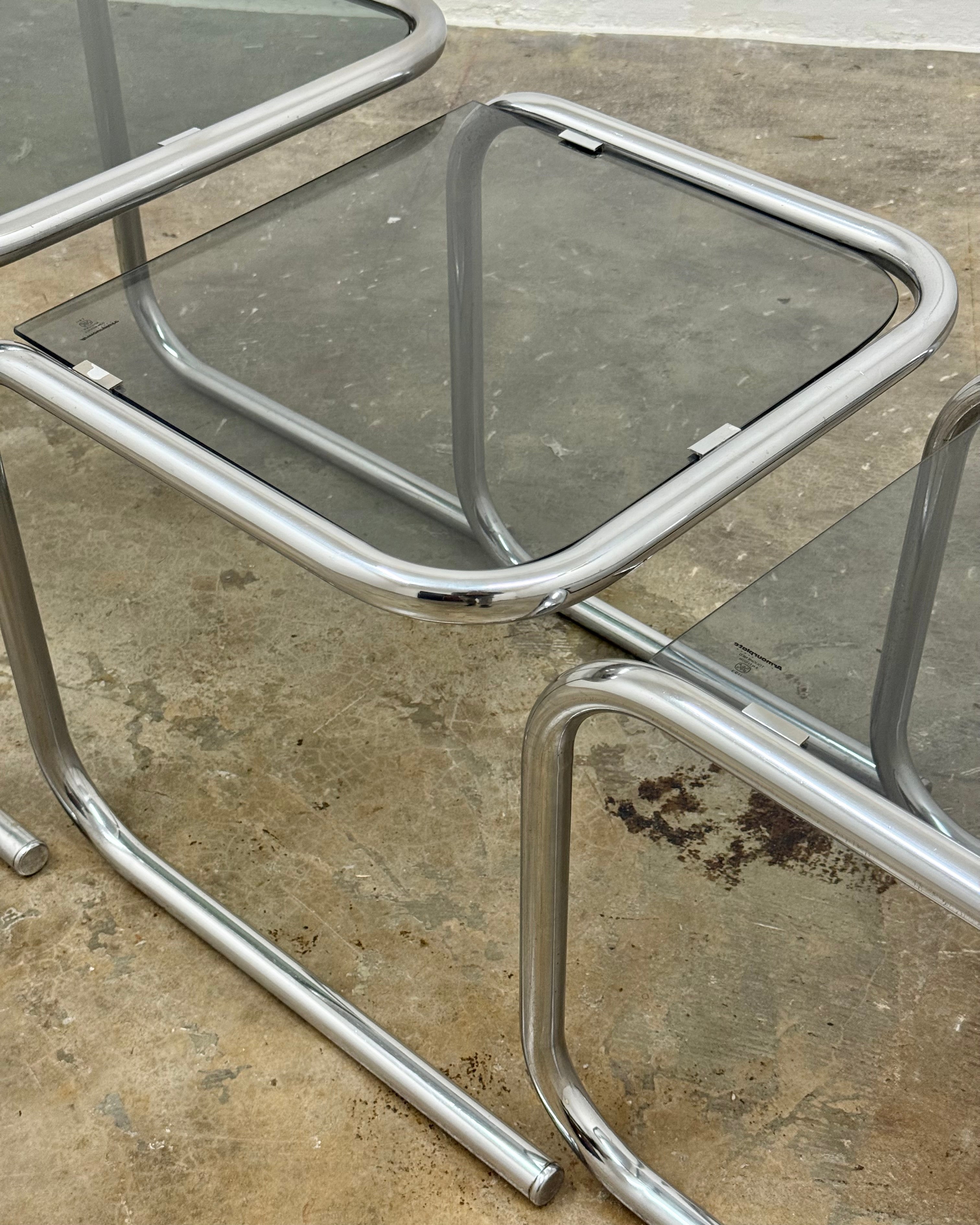RETRO SET OF 3 CHROME NESTING TABLES