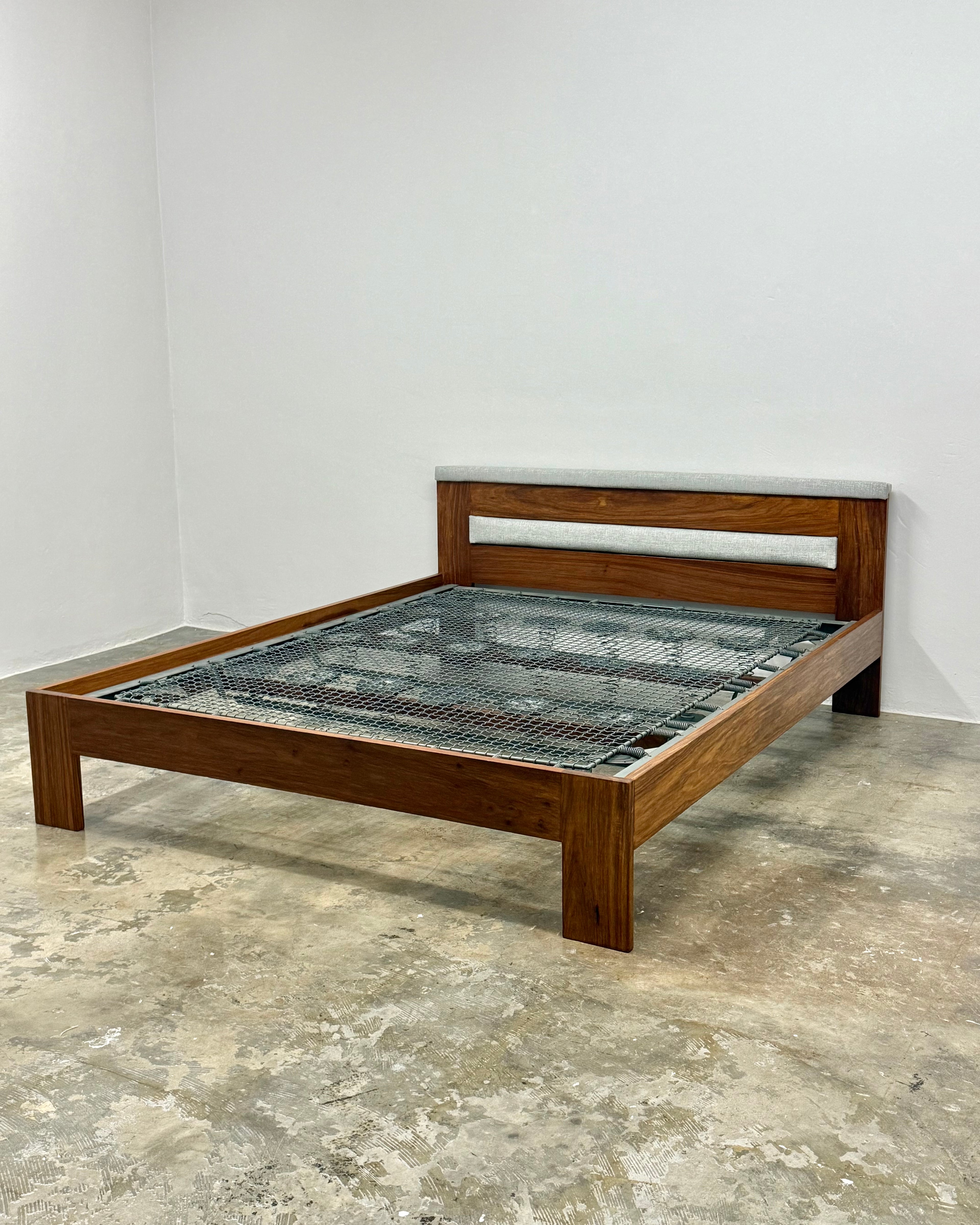 MID-CENTURY QUEEN HEADBOARD & BASE IN KIAAT
