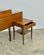 MID-CENTURY DOUBLE HEADBOARD & PEDESTALS