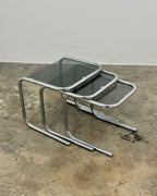 RETRO SET OF 3 CHROME NESTING TABLES